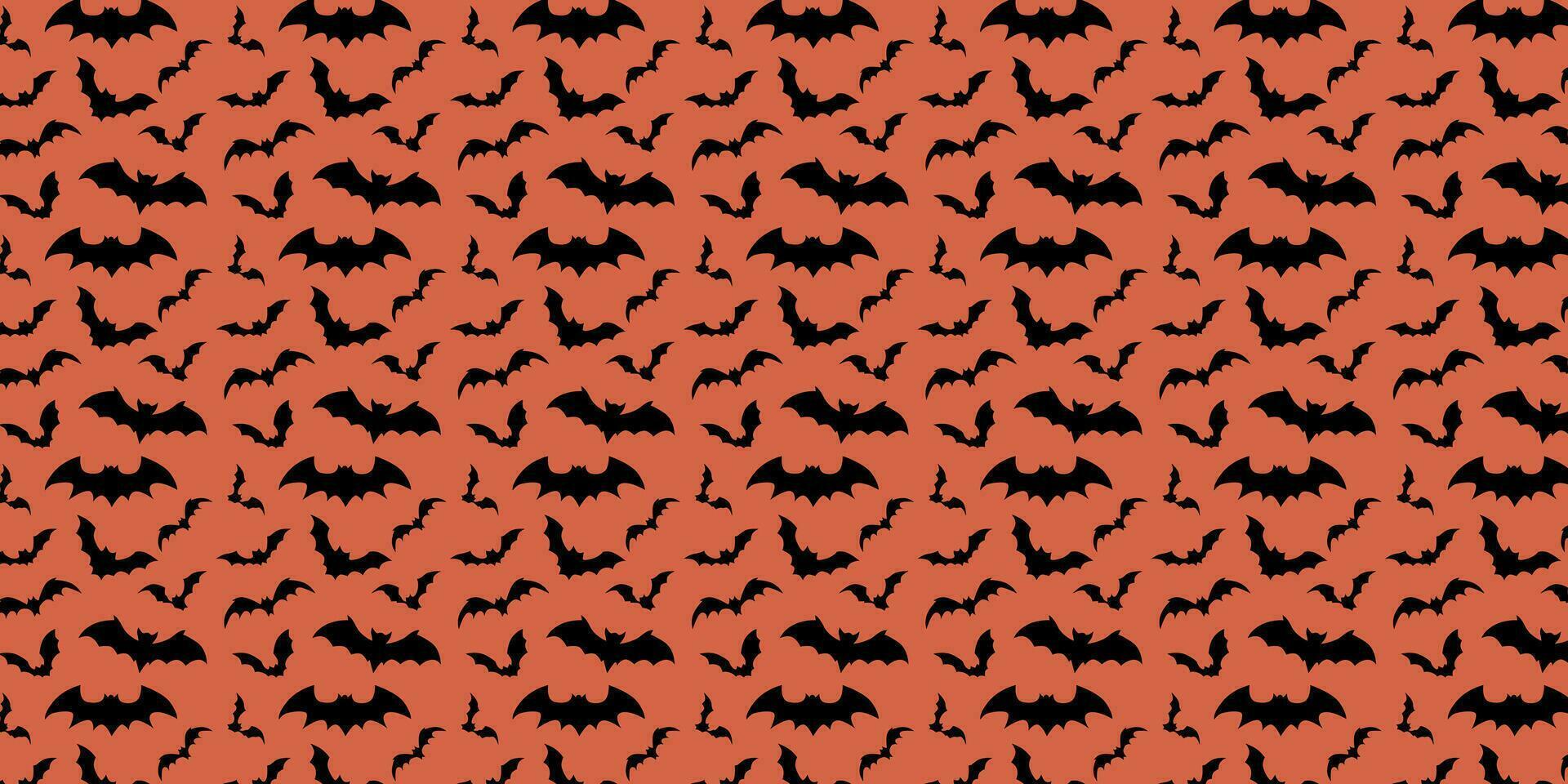 vleermuizen patroon voor halloween. silhouetten van vleermuizen in een naadloos patroon. vector illustratie