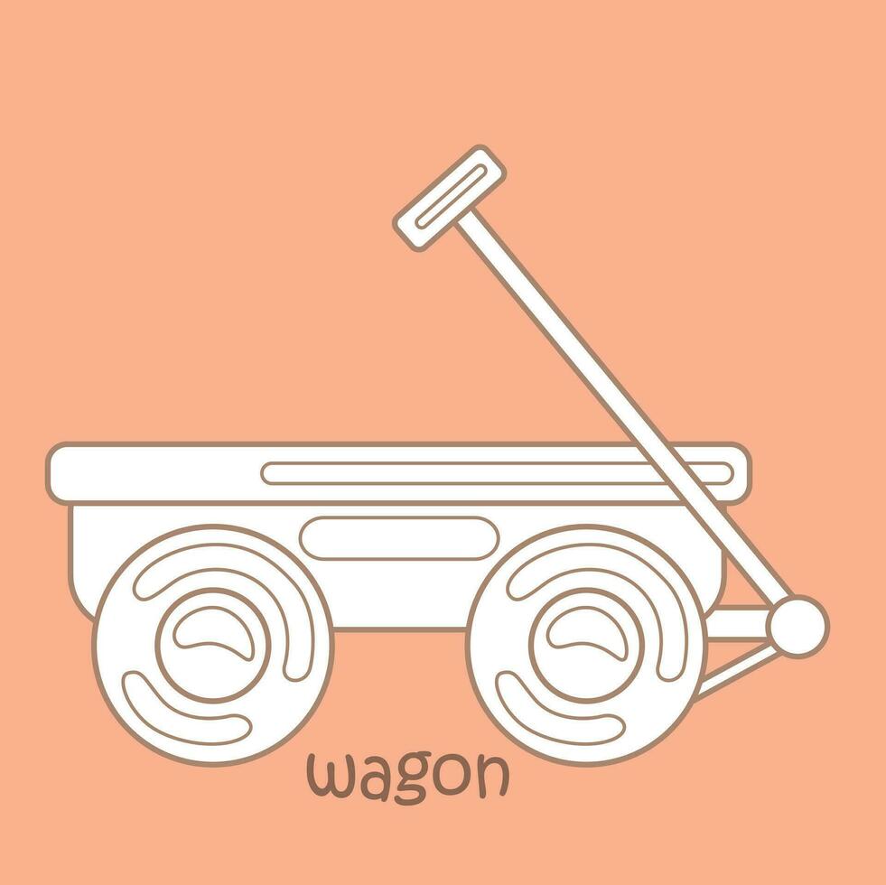 alfabet w voor wagon woordenschat lezing school- les tekenfilm digitaal postzegel schets vector