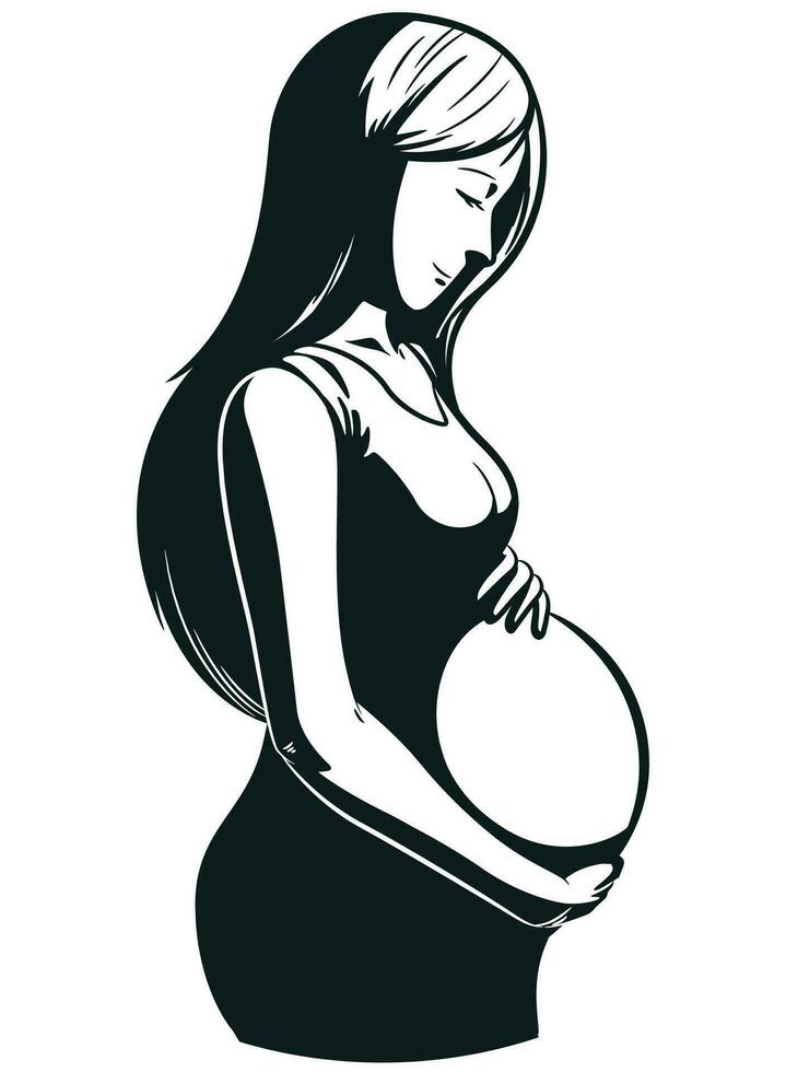 silhouet moeder zwangerschap ervan uitgaand baby geboorte vector