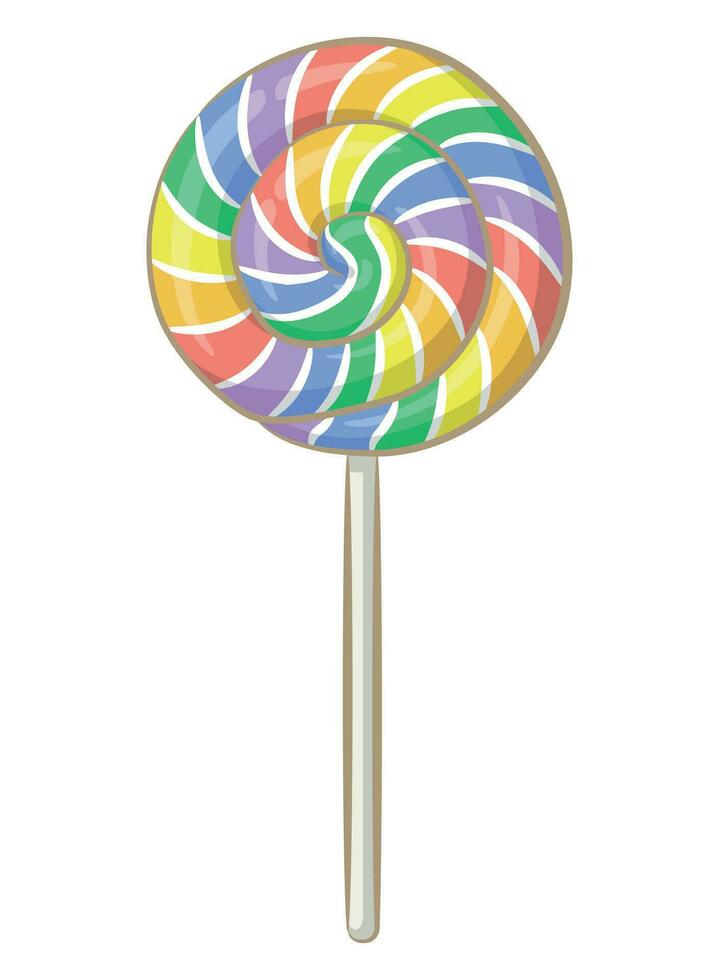 snoep lolly stok regenboog snoepgoed tekenfilm vector