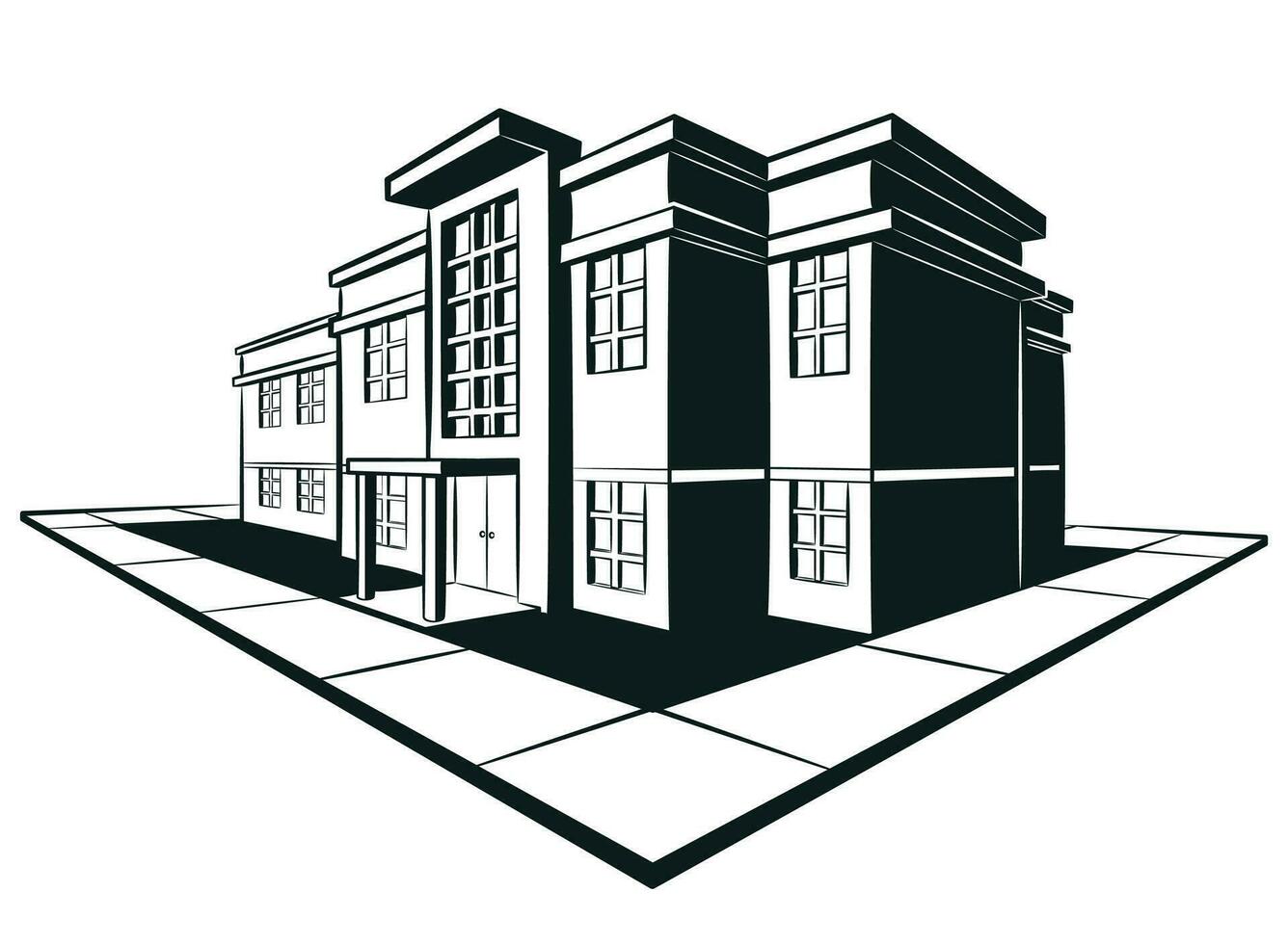 silhouet openbaar school- gebouw onderwijs centrum vector