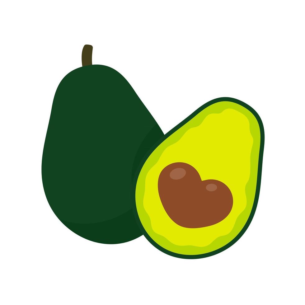 avocado-vector. avocado fruit in stukjes gesneden er zit een rond zaadje in. voor gezondheidszorg vector