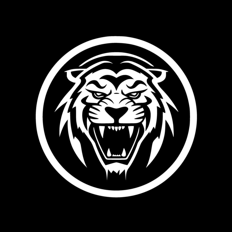 tijger - zwart en wit geïsoleerd icoon - vector illustratie