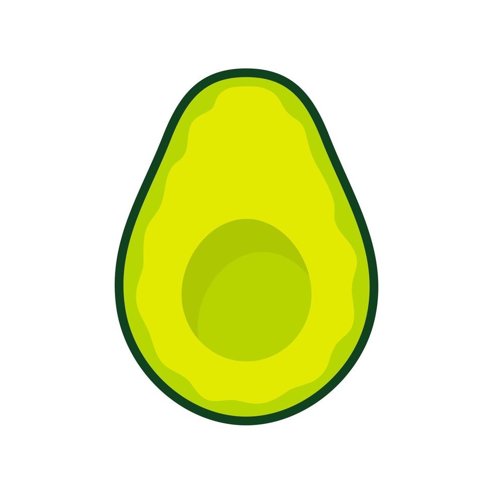 avocado-vector. avocado fruit in stukjes gesneden er zit een rond zaadje in. voor gezondheidszorg vector