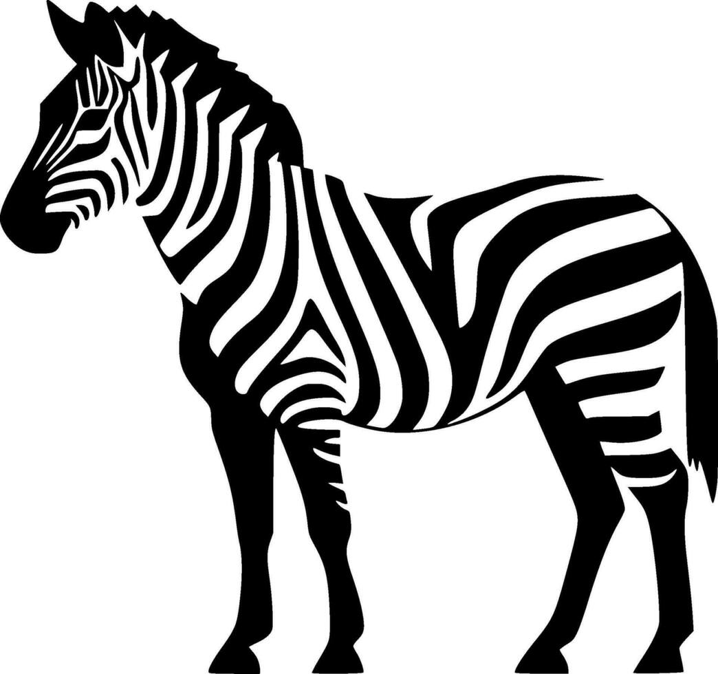 zebra - zwart en wit geïsoleerd icoon - vector illustratie