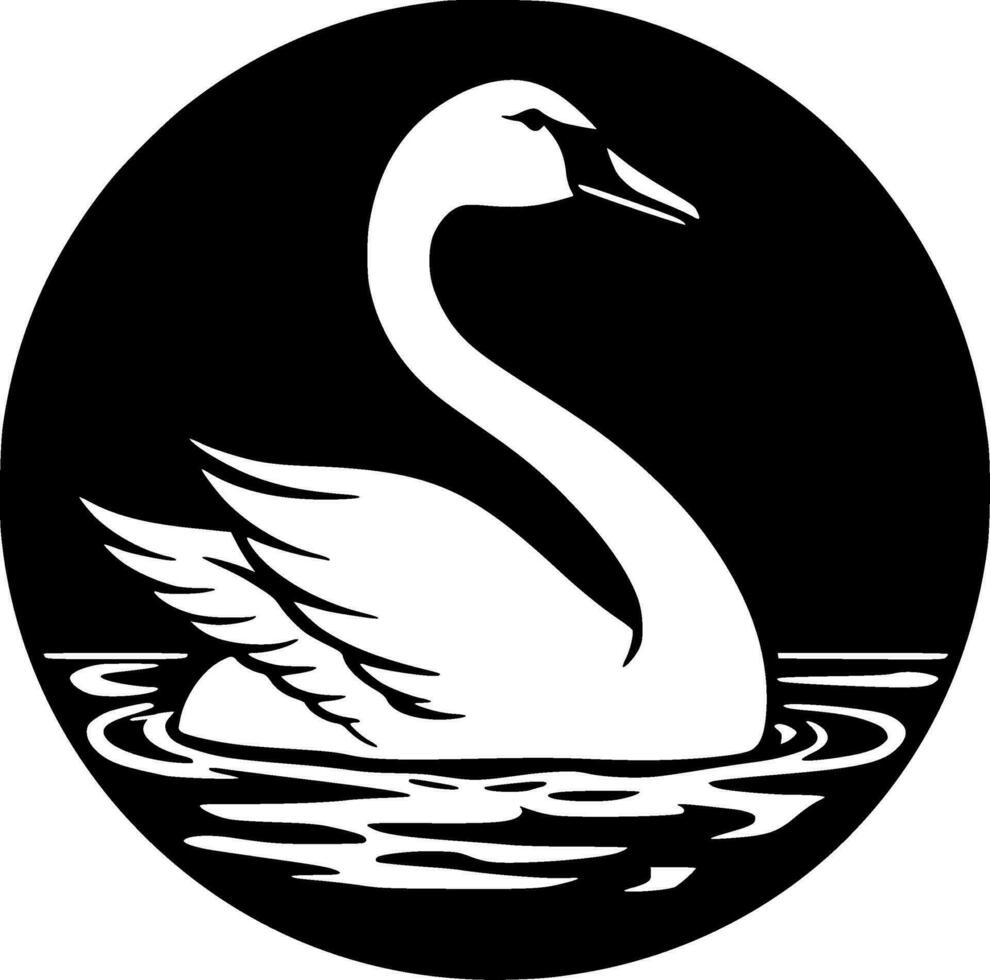 zwaan, zwart en wit vector illustratie