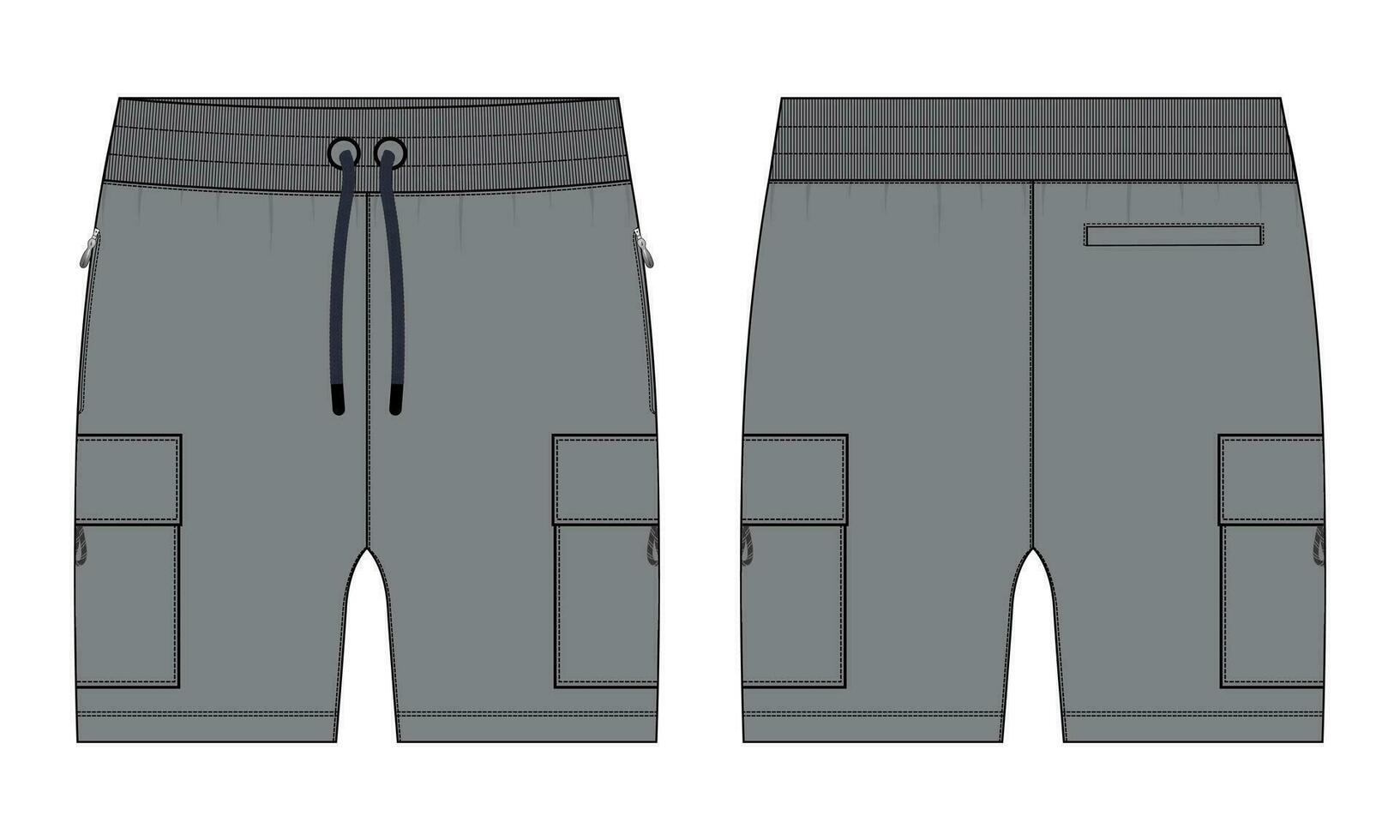 jongens zweet shorts vector mode vlak schetsen sjabloon. voor jong mannen technisch tekening mode kunst illustratie.