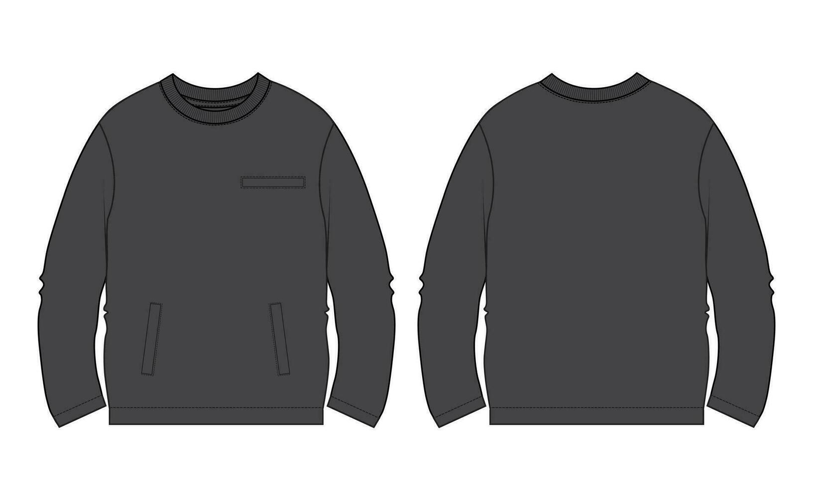 lang mouw sweater vector illustratie sjabloon voorkant en terug keer bekeken