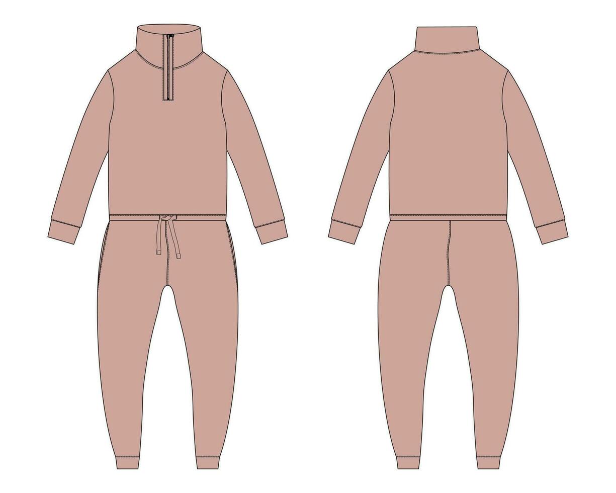 allemaal in een bodysuit jogger joggingbroek met sweater tops vector illustratie sjabloon voorkant en terug keer bekeken