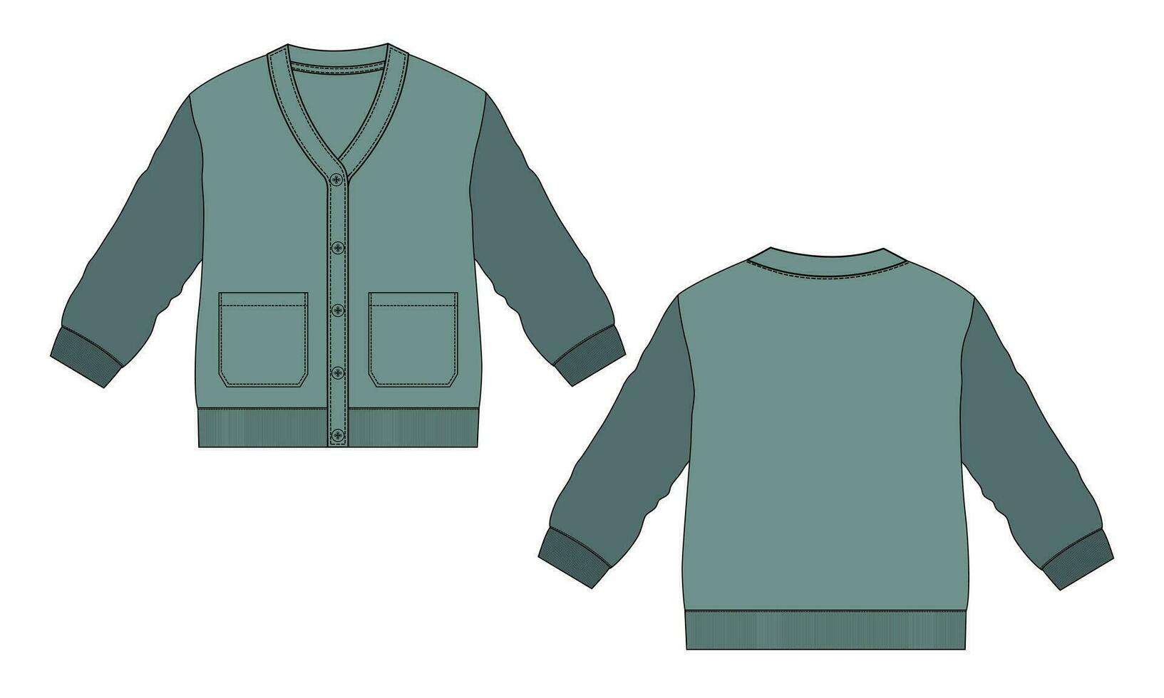 Cardigan vector illustratie sjabloon voorkant en terug