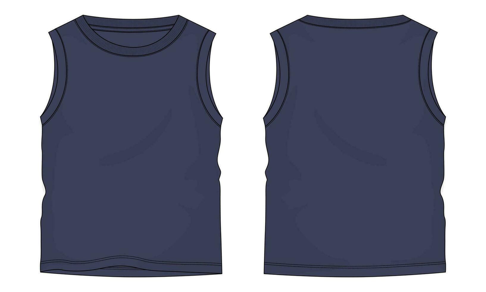 tank tops technisch tekening mode vlak schetsen vector illustratie sjabloon voorkant en terug keer bekeken