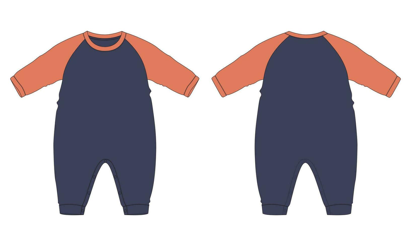 lang mouw romper bodysuit vector illustratie sjabloon voor kinderen.