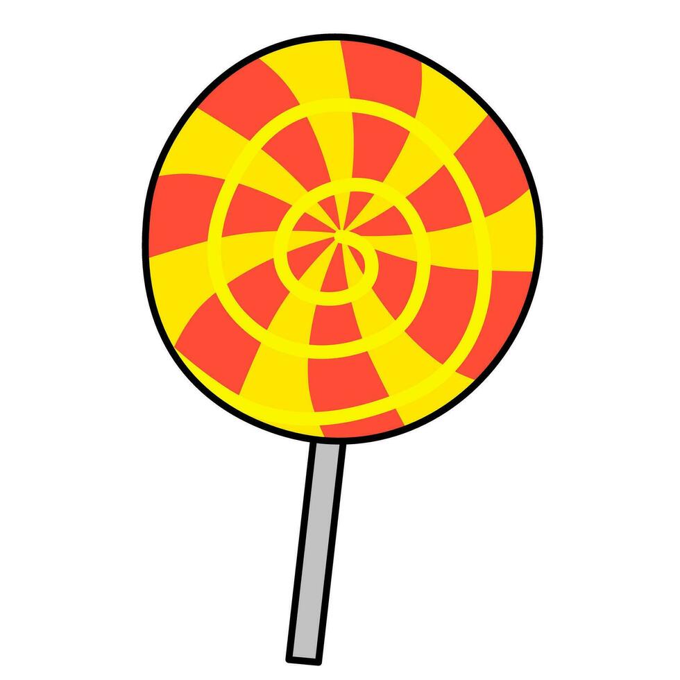 geel en rood lolly Aan een stok vector