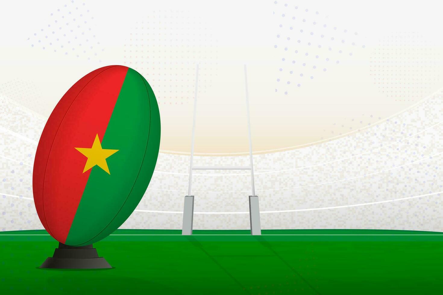 Burkina faso nationaal team rugby bal Aan rugby stadion en doel berichten, voorbereidingen treffen voor een straf of vrij trap. vector