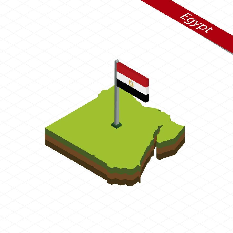 Egypte isometrische kaart en vlag. vector illustratie.