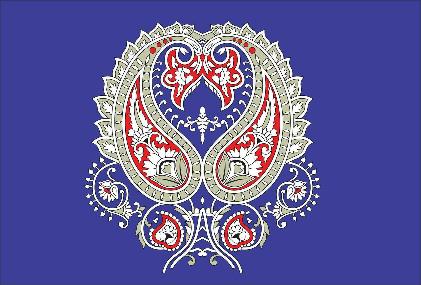 een blauw en rood paisley ontwerp vector