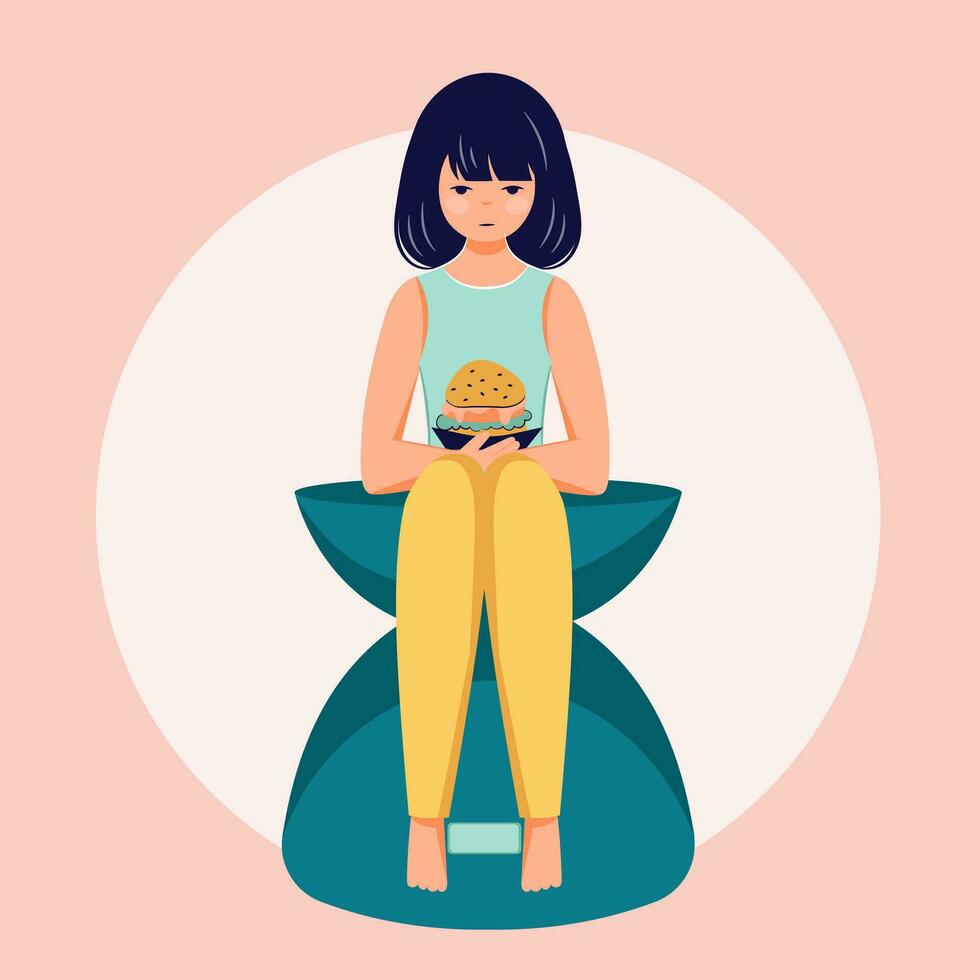 aan het eten wanorde concept anorexia boulimia probleem vlak persoon illustratie vector