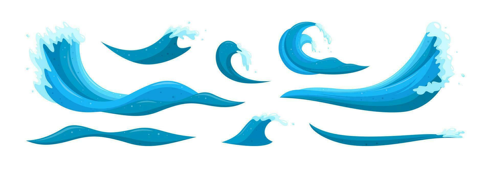 overstromingen golven en getijden elementen. reeks van golven veroorzaken verwoesting en ruïneren veiligheid. tekenfilm vector illustratie