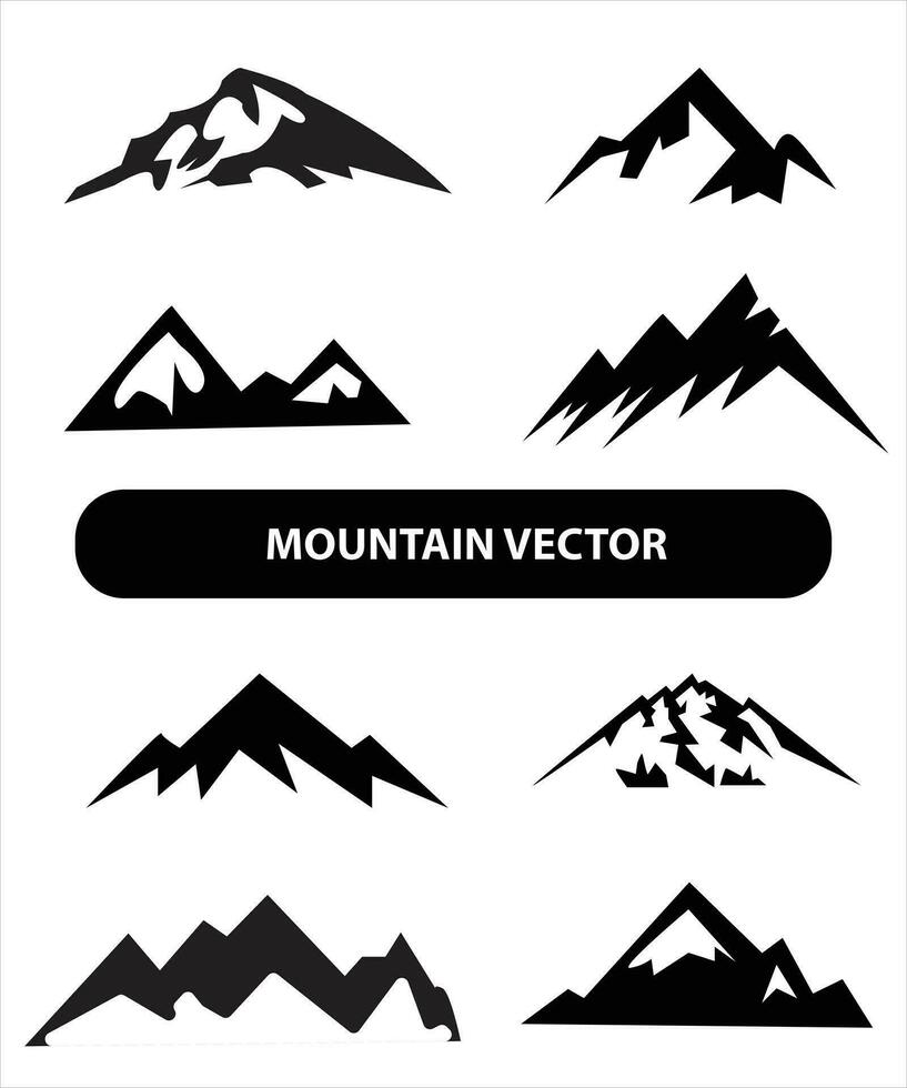 berg silhouet, blauw en zwart rotsachtig berg illustratie, vector ontwerp, teken, symbool, buitenshuis, bundel.