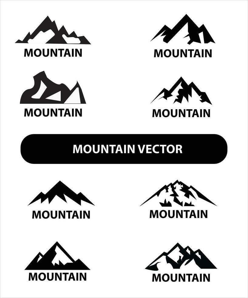 berg silhouet, blauw en zwart rotsachtig berg illustratie, vector ontwerp, teken, symbool, buitenshuis, bundel.