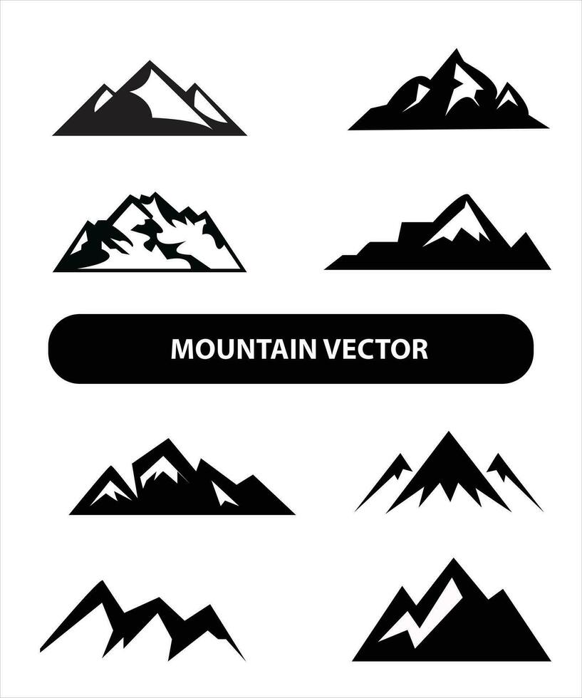 berg silhouet, blauw en zwart rotsachtig berg illustratie, vector ontwerp, teken, symbool, buitenshuis, bundel.