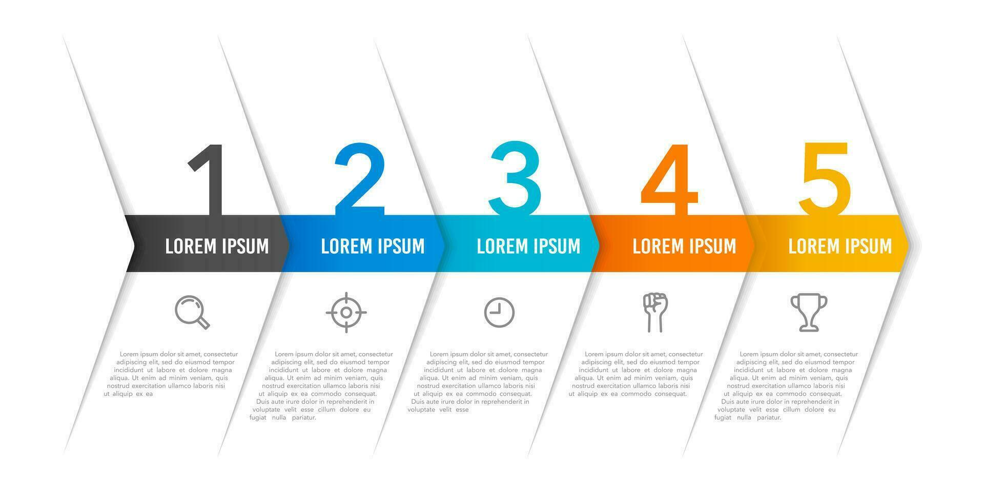 5 werkwijze pijlen infographic sjabloon. vector illustratie.