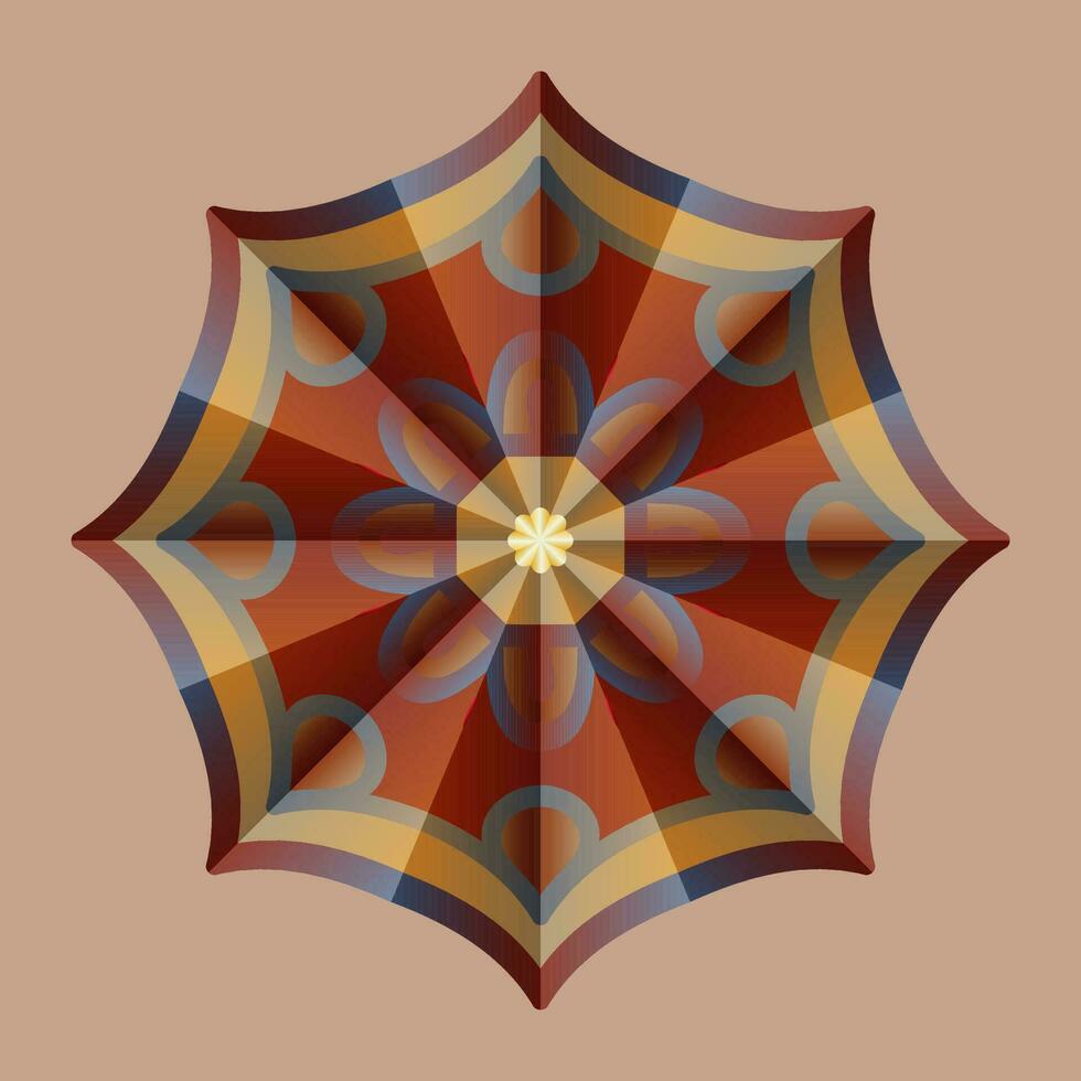 deze is een veelhoekige patroon. deze is een bruin meetkundig mandala. Aziatisch bloemen patroon. vector