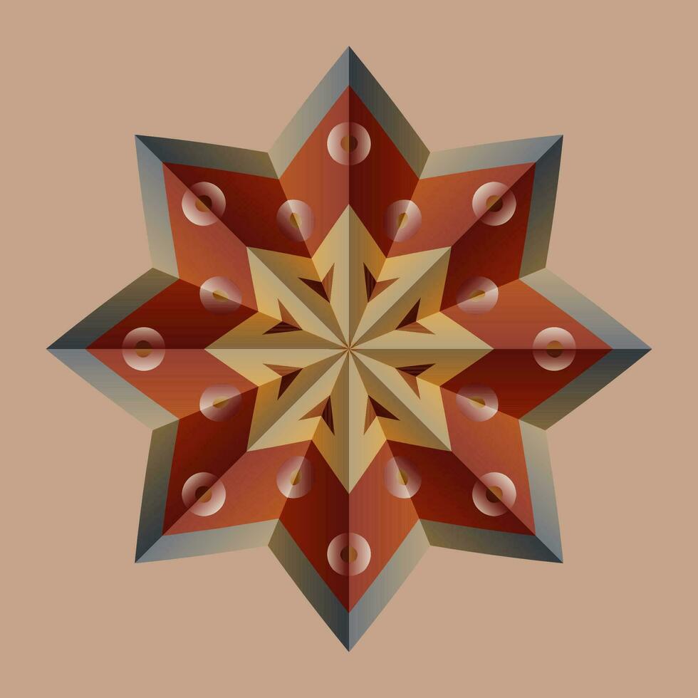 deze is een veelhoekige patroon. deze is een bruin meetkundig mandala. Aziatisch bloemen patroon. vector