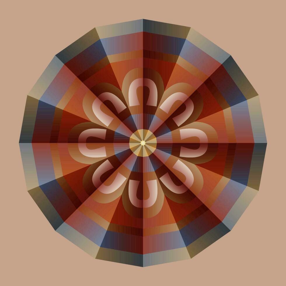 deze is een veelhoekige patroon. deze is een bruin meetkundig mandala. Aziatisch bloemen patroon. vector