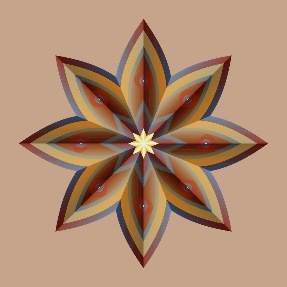 deze is een veelhoekige patroon. deze is een bruin meetkundig mandala. Aziatisch bloemen patroon. vector