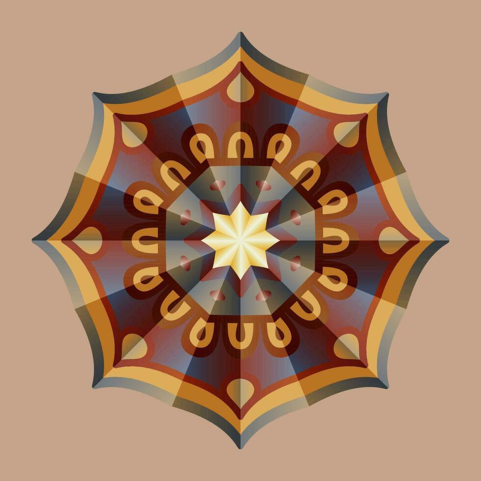 deze is een veelhoekige patroon. deze is een bruin meetkundig mandala. Aziatisch bloemen patroon. vector