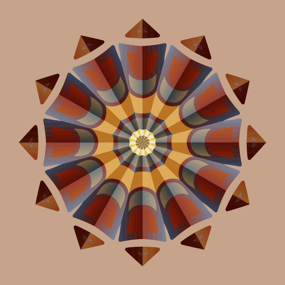 deze is een veelhoekige patroon. deze is een bruin meetkundig mandala. Aziatisch bloemen patroon. vector