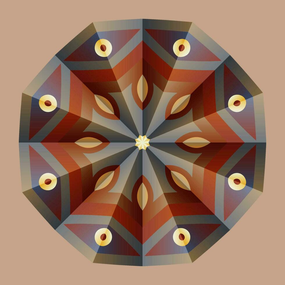 deze is een veelhoekige patroon. deze is een bruin meetkundig mandala. Aziatisch bloemen patroon. vector