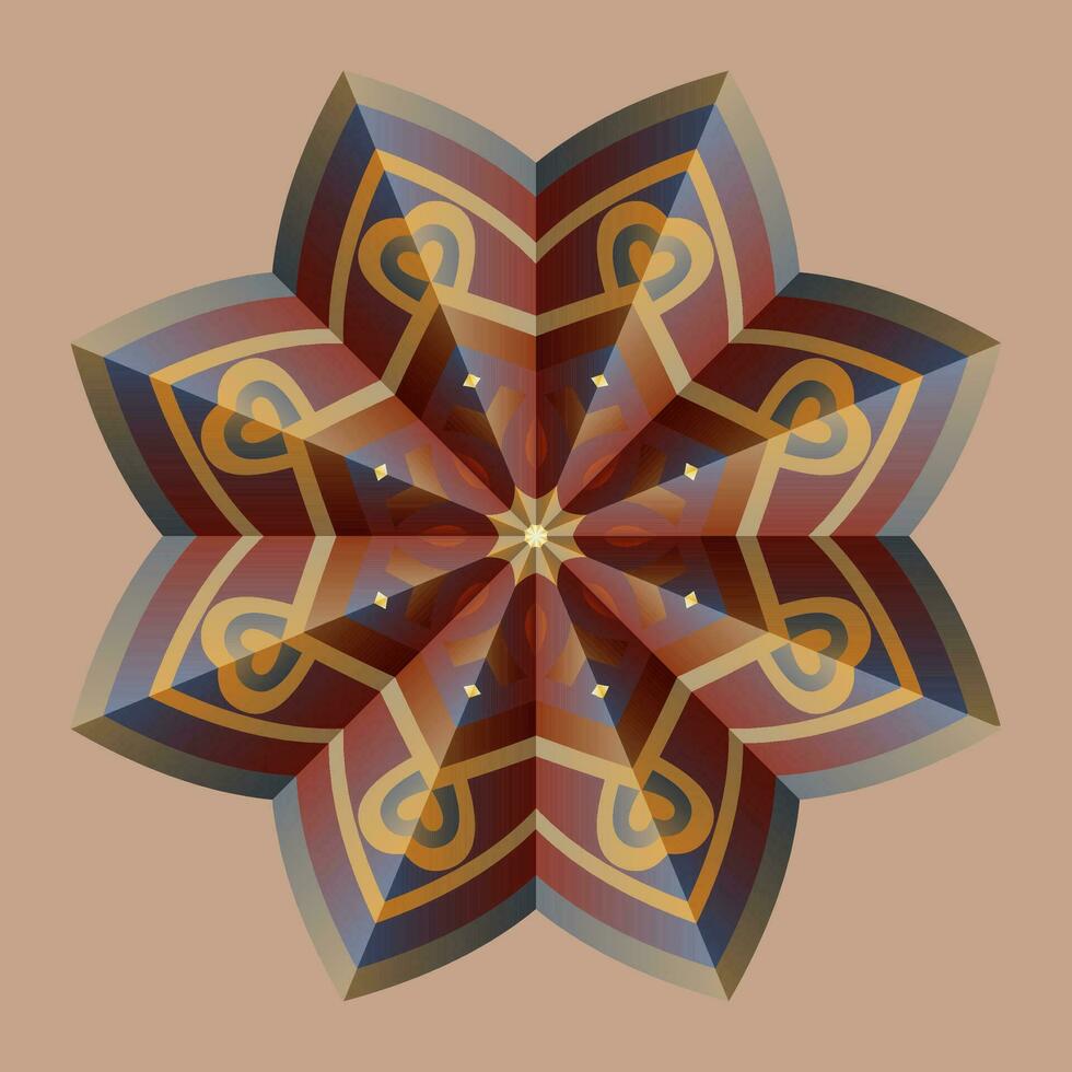 deze is een veelhoekige patroon. deze is een bruin meetkundig mandala. Aziatisch bloemen patroon. vector