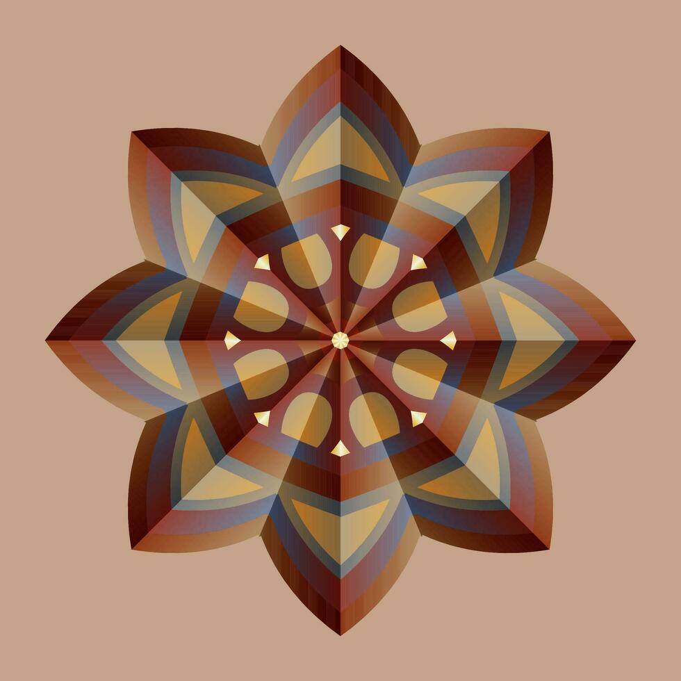 deze is een veelhoekige patroon. deze is een bruin meetkundig mandala. Aziatisch bloemen patroon. vector