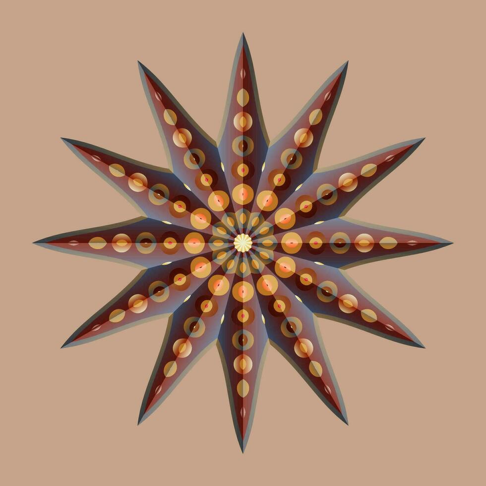 deze is een veelhoekige patroon. deze is een bruin meetkundig mandala. Aziatisch bloemen patroon. vector