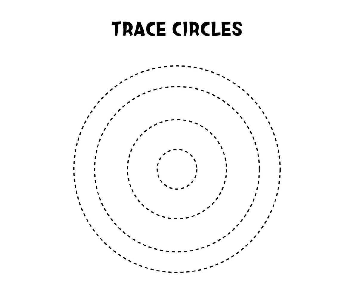 spoor cirkel. eenvoudig meetkundig vormen. leerzaam spel. werkblad voor kinderen. vector