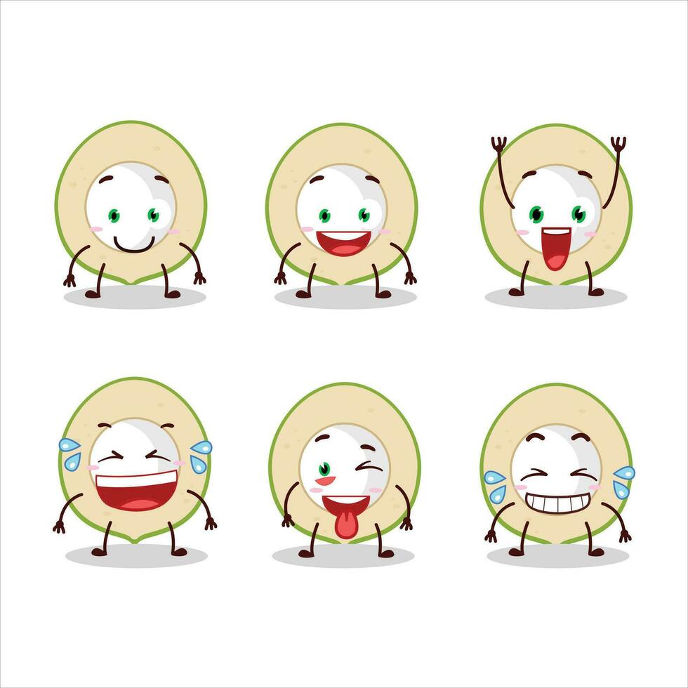 tekenfilm karakter van plak van groen kokosnoot met glimlach uitdrukking vector
