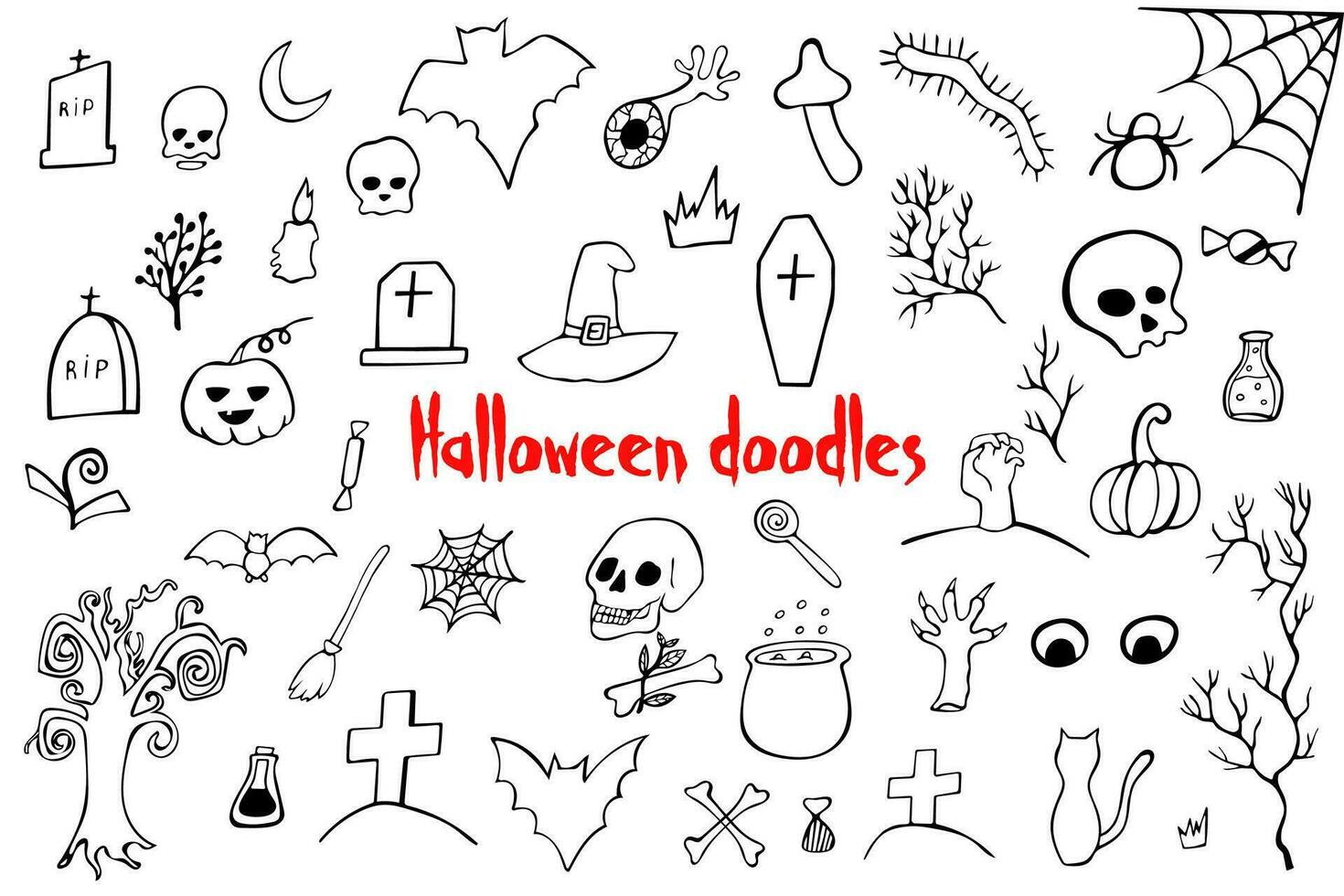 halloween krabbels, halloween patroon set, halloween achtergrond vector