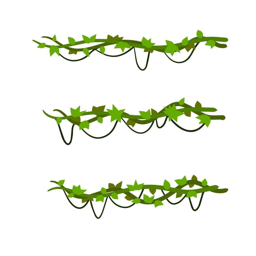 reeks van takken met mos en groen gras. een deel van landschap van oerwoud. moeras moeras Liaan van bomen. moeras fabriek. tekenfilm vlak illustratie. element van tropisch Woud vector