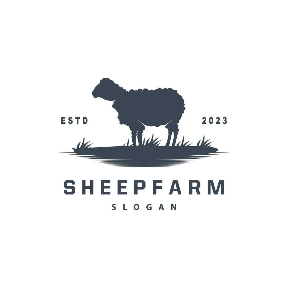 schapen boerderij logo ontwerp inspiratie gemakkelijk silhouet retro typografie vector