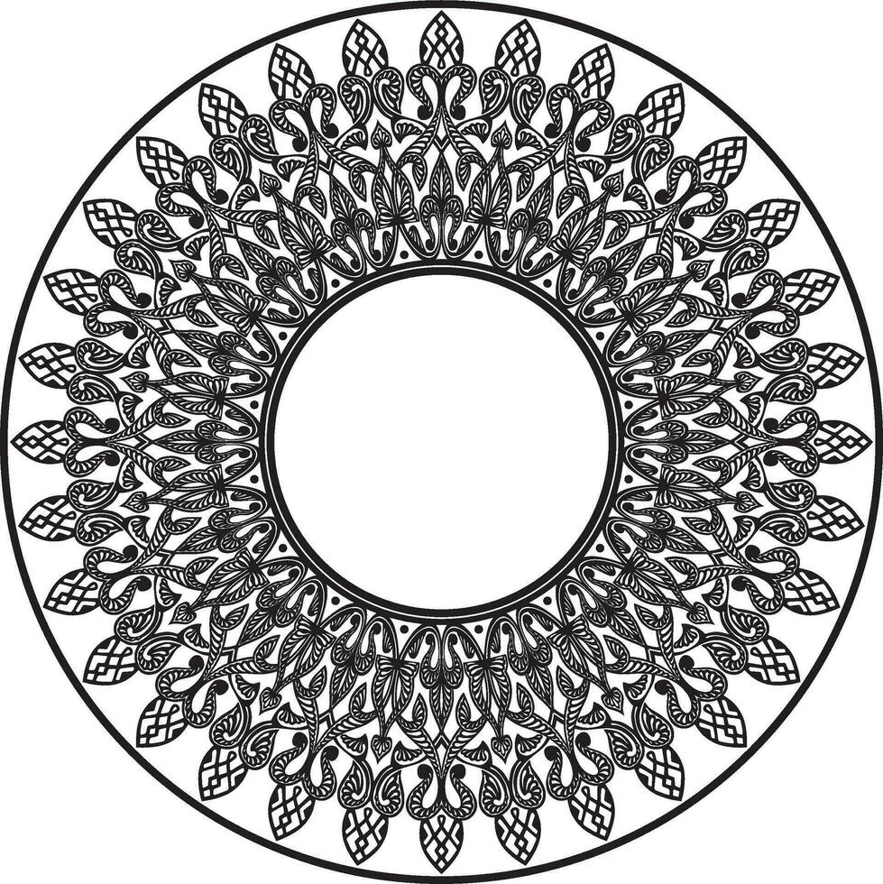 vector monochroom ronde oosters ornament. Arabisch gevormde cirkel van iran, Irak, kalkoen, Syrië. Perzisch kader, grens. voor zandstralen, laser en plotter snijdend