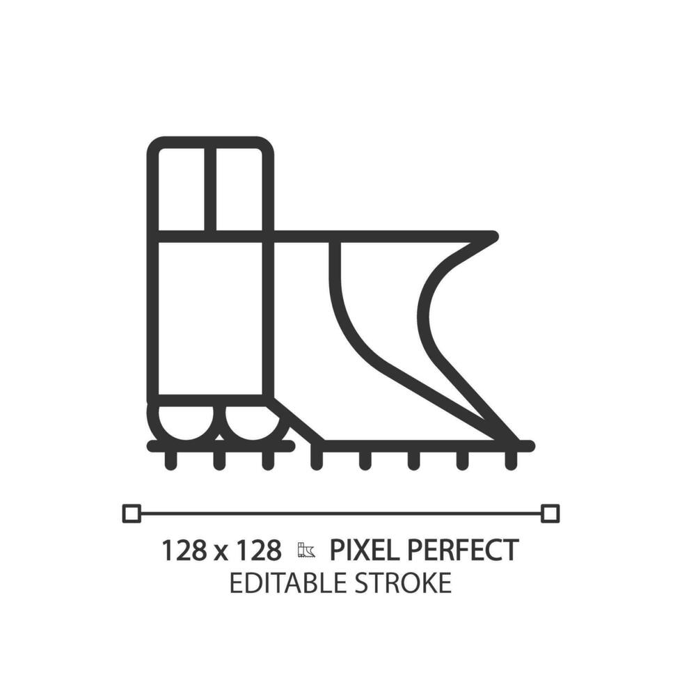 sneeuwploeg trein pixel perfect lineair icoon. stoom- motor. spoorweg sneeuw verwijdering apparatuur. het spoor schoonmaak. dun lijn illustratie. contour symbool. vector schets tekening. bewerkbare beroerte