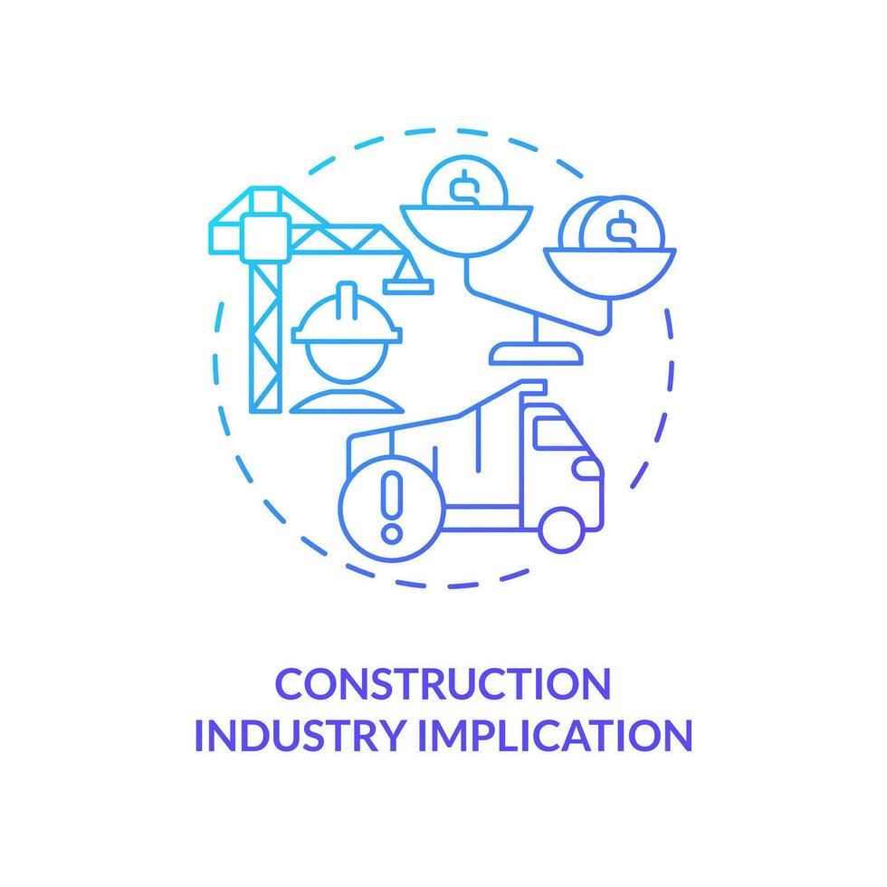 bouw industrie implicatie blauw helling concept icoon. levering keten verstoring vergissing abstract idee dun lijn illustratie. geïsoleerd schets tekening vector