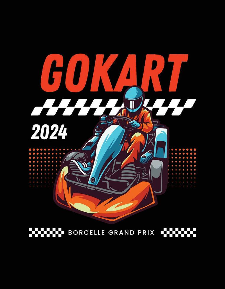 gokart t-shirt ontwerp vector