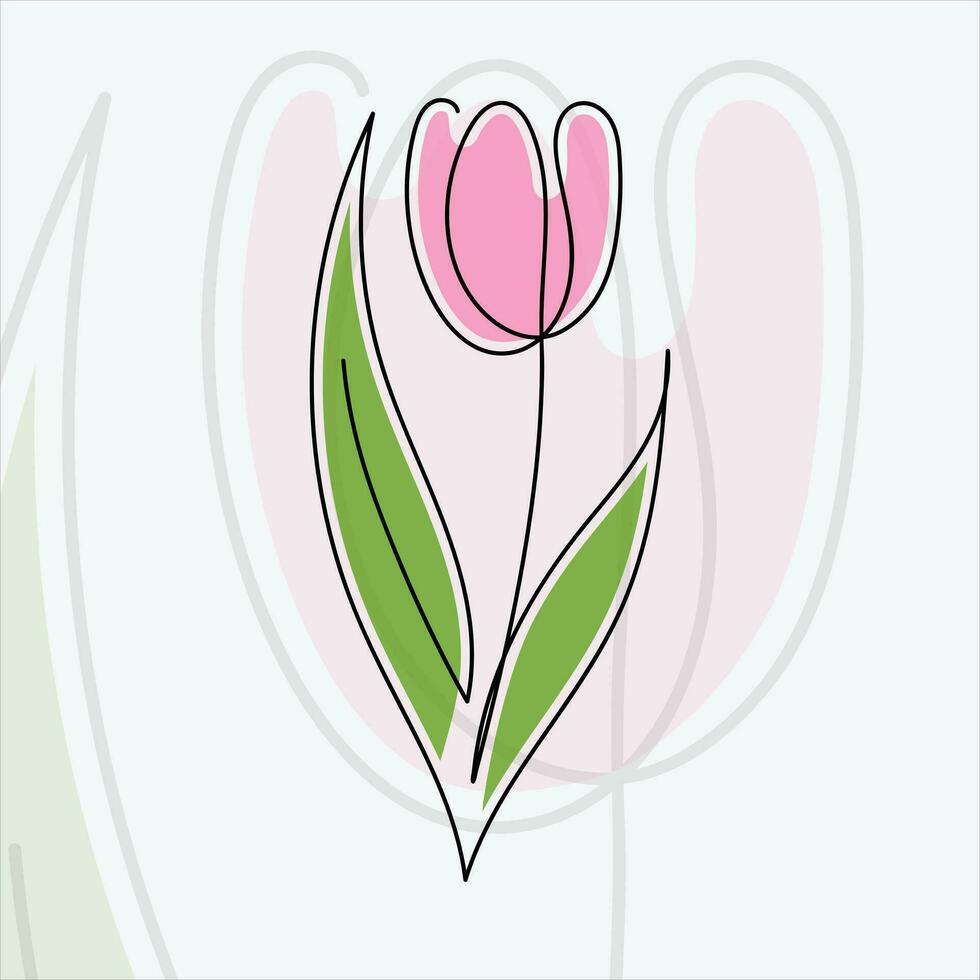hand- gemaakt een lijn tulp kunst vector illustratie