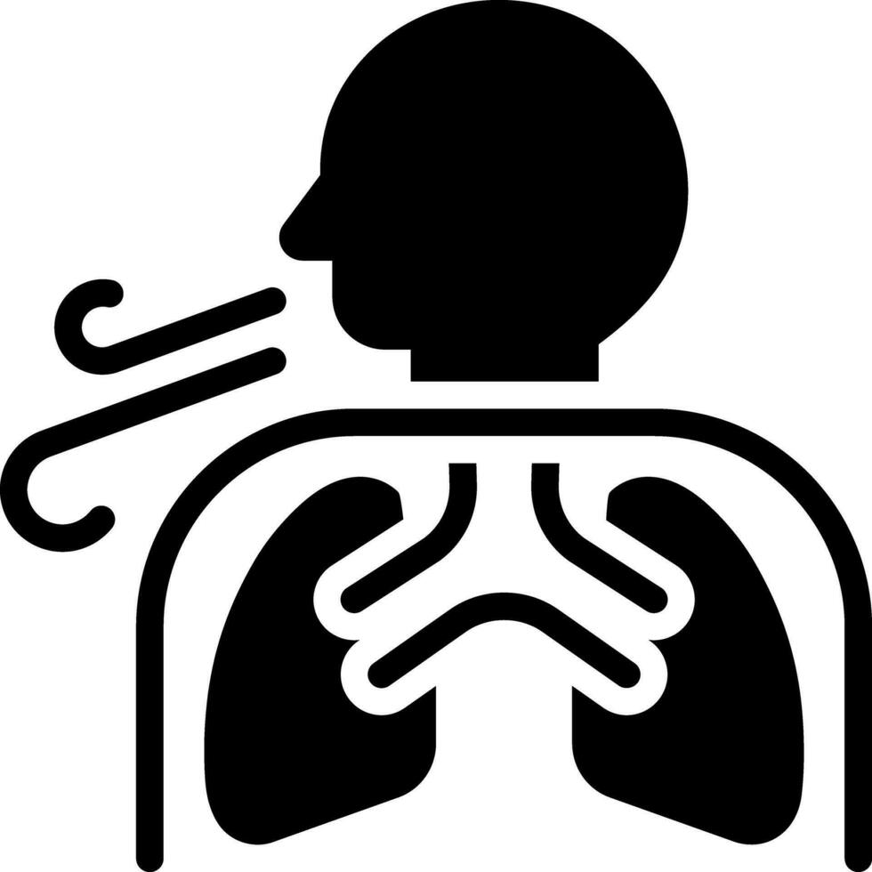 solide icoon voor ademen vector