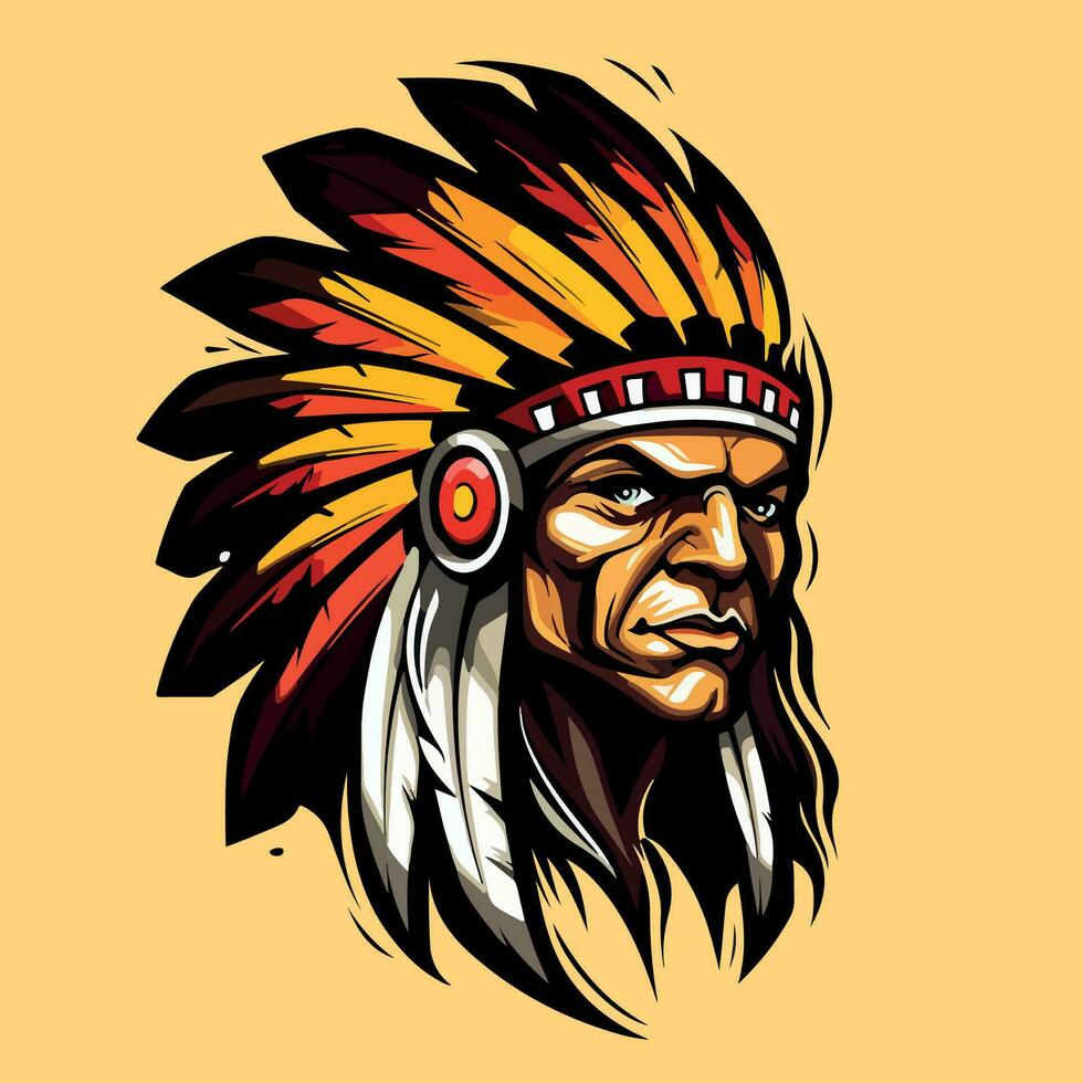 apache Indisch krijger hoofd logo mascotte vector illustratie