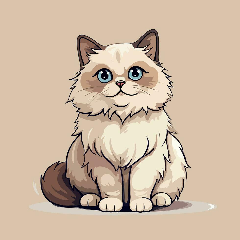 illustratie van schattig kat kawaii chibi stijl tekenfilm tekens vector geïsoleerd