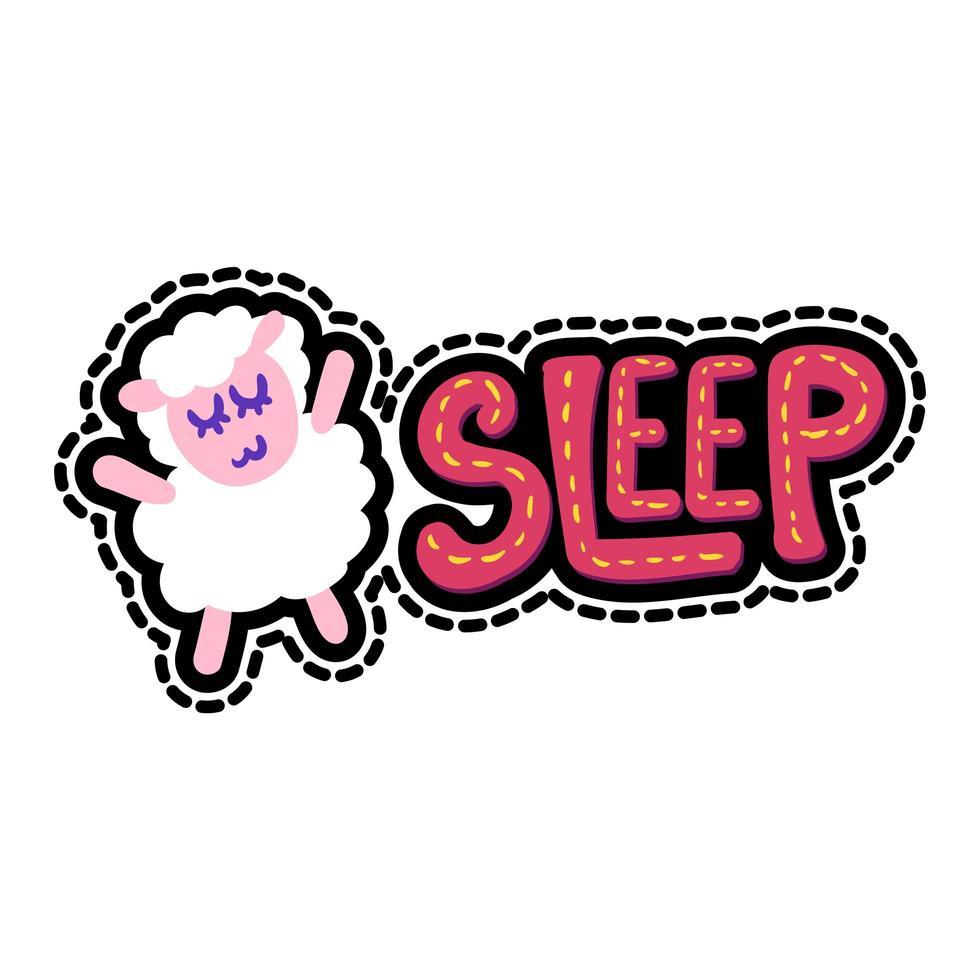 schapen met slaap belettering patch vector